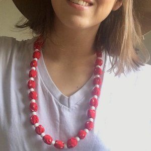 Vintage Handmade Beaded Fabric Western Necklace